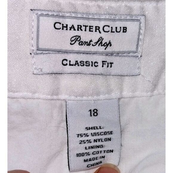 Women's Charter Club Pant Shop Classic Fit Linen White w/Shimmer Pants (Sz 18) - Picture 7 of 10